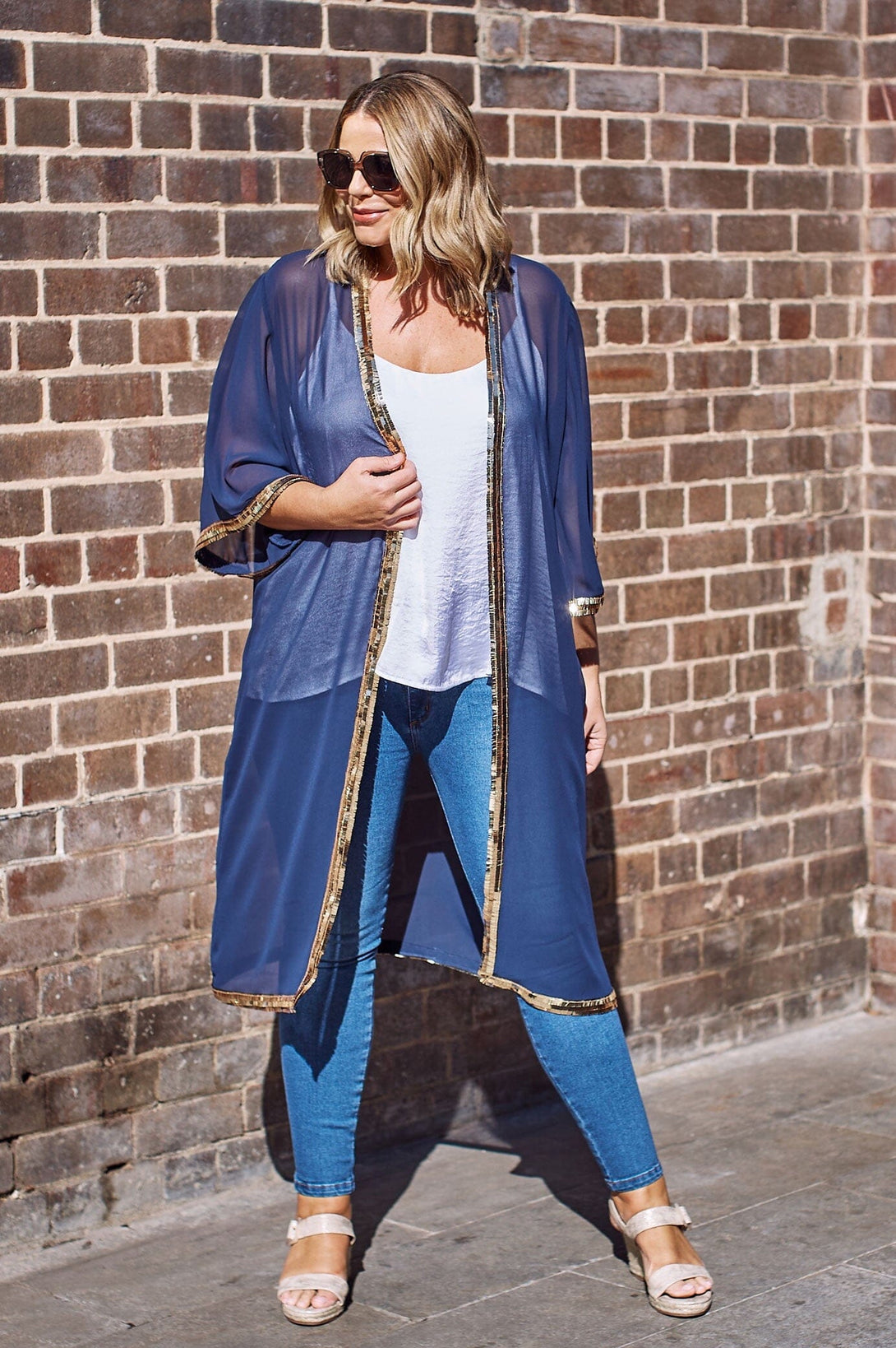 Amelia Cape Navy with Gold Sequins Capes