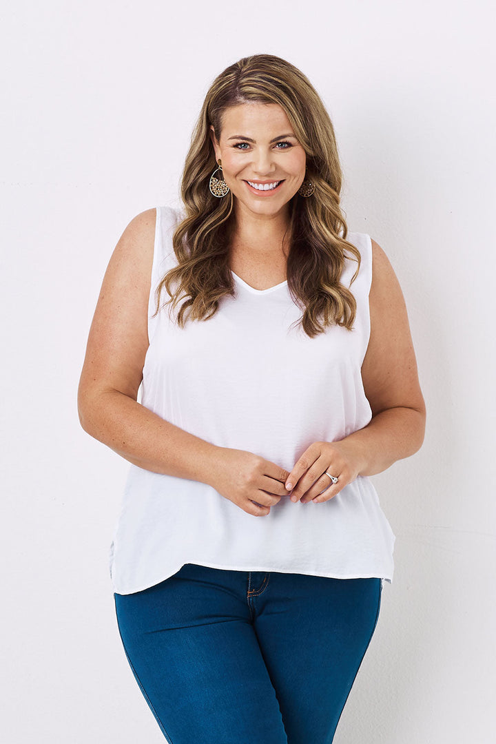 Zoe Sleeveless Top White Tops