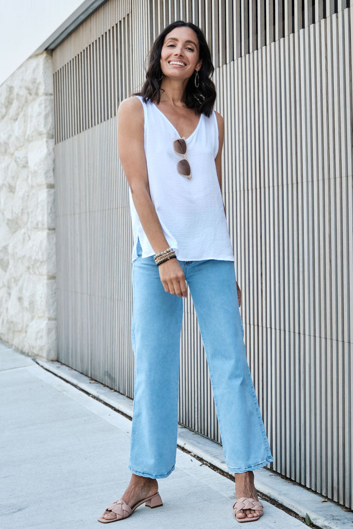 Zoe Sleeveless Top White Tops