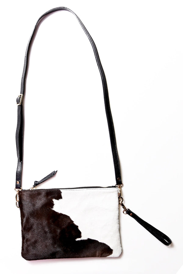 Mae Bag Black and White Cowhide Leather
