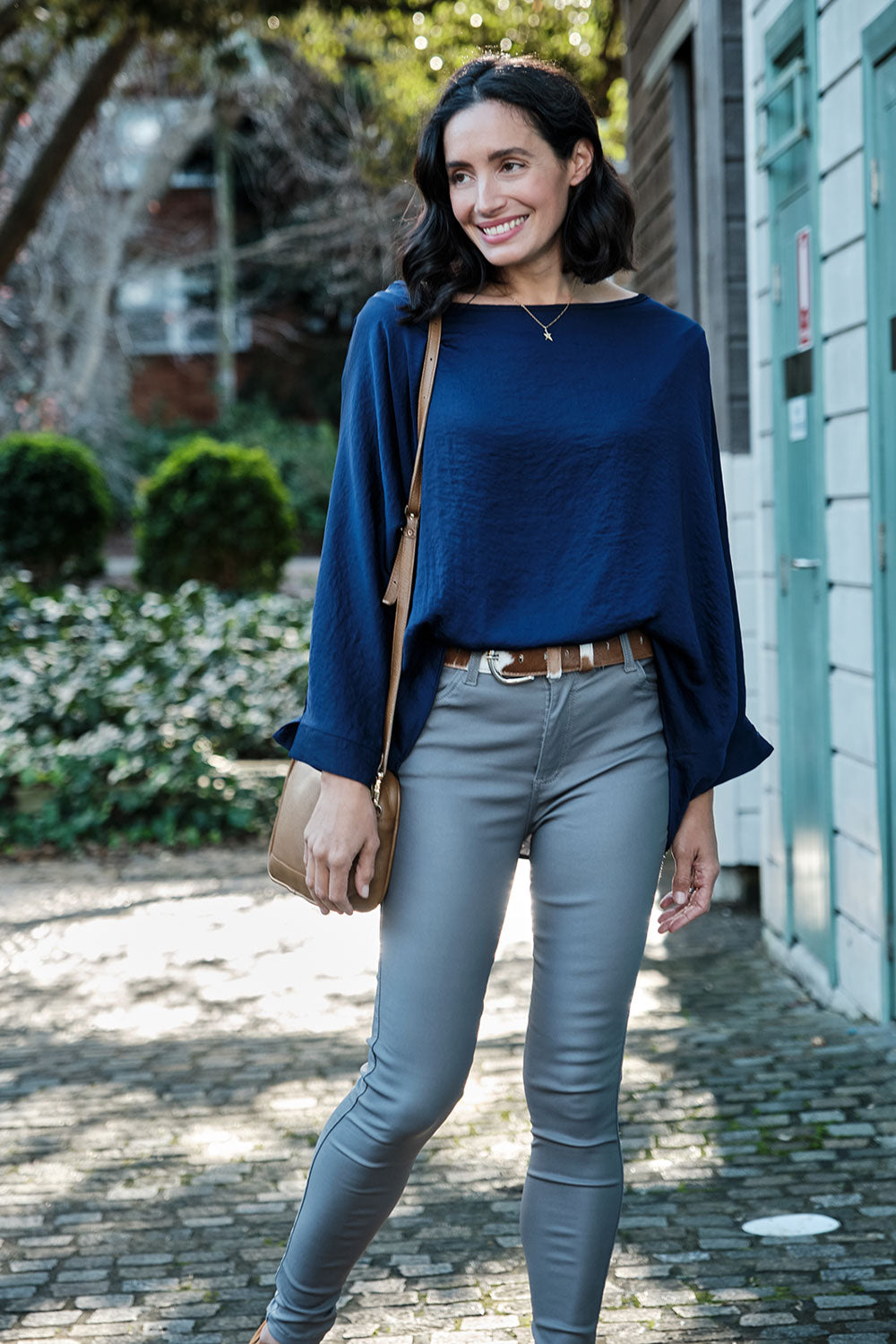 Martina Long Sleeve Top Navy Tops