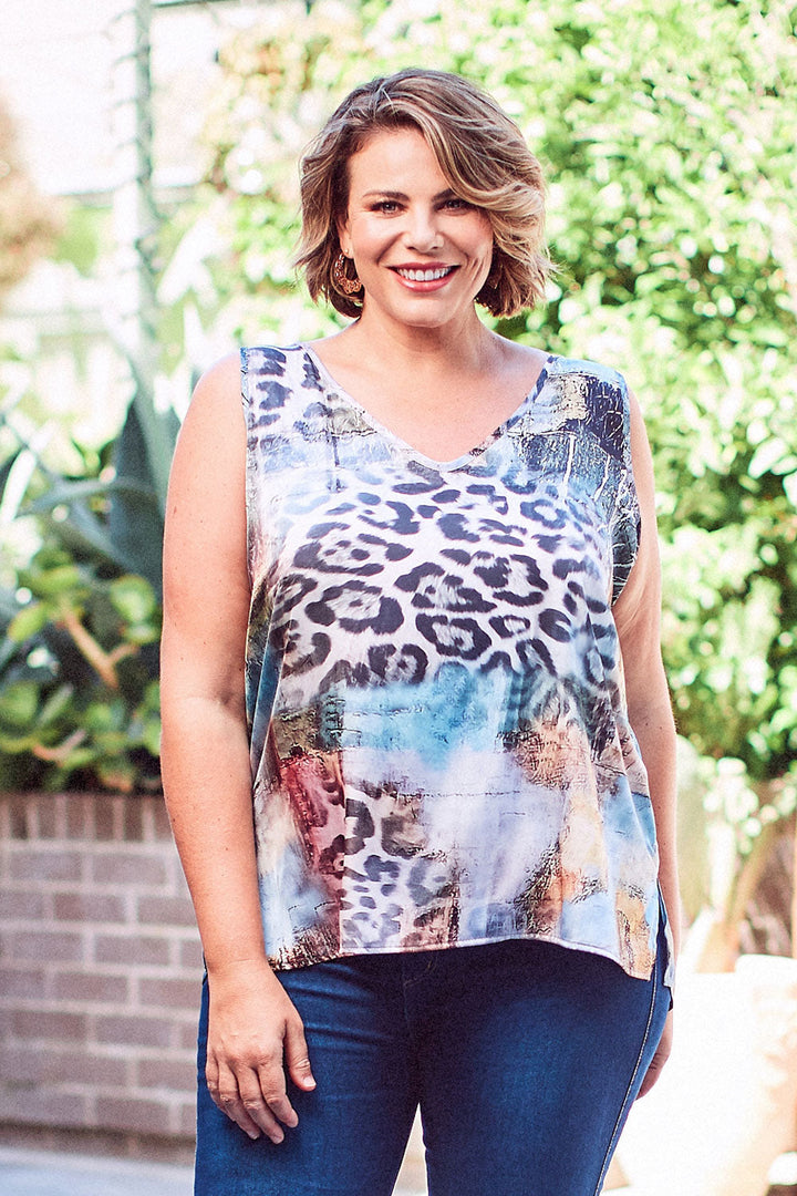 Zoe Sleeveless Top in Brianna Animal Print Tops