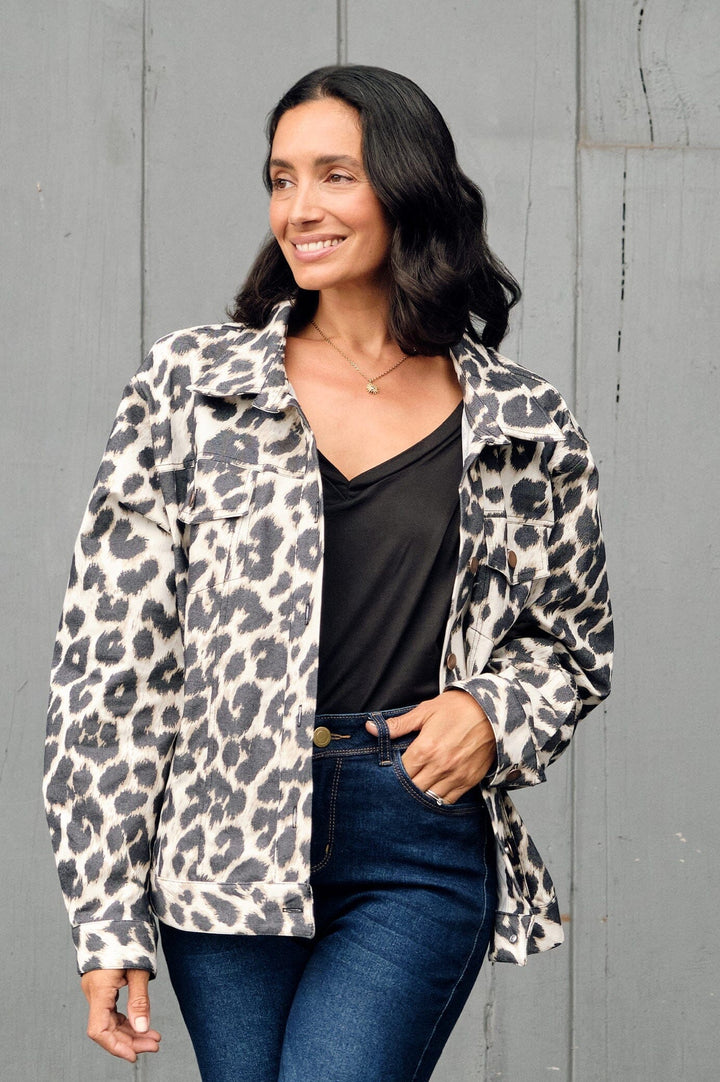 Ava Animal Print Jacket Cream Jacket