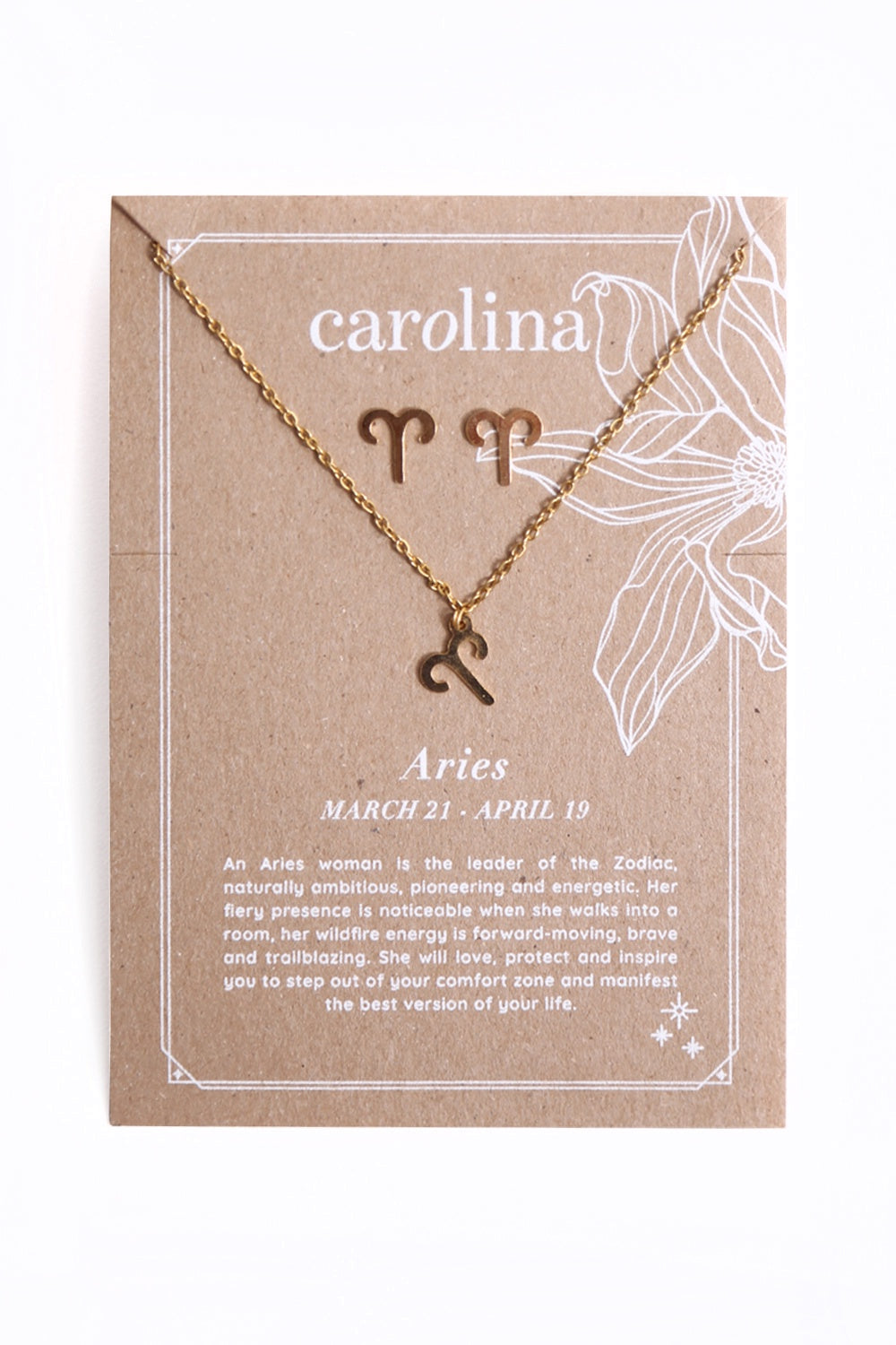 Aries Zodiac Necklace & Earring Set Necklace