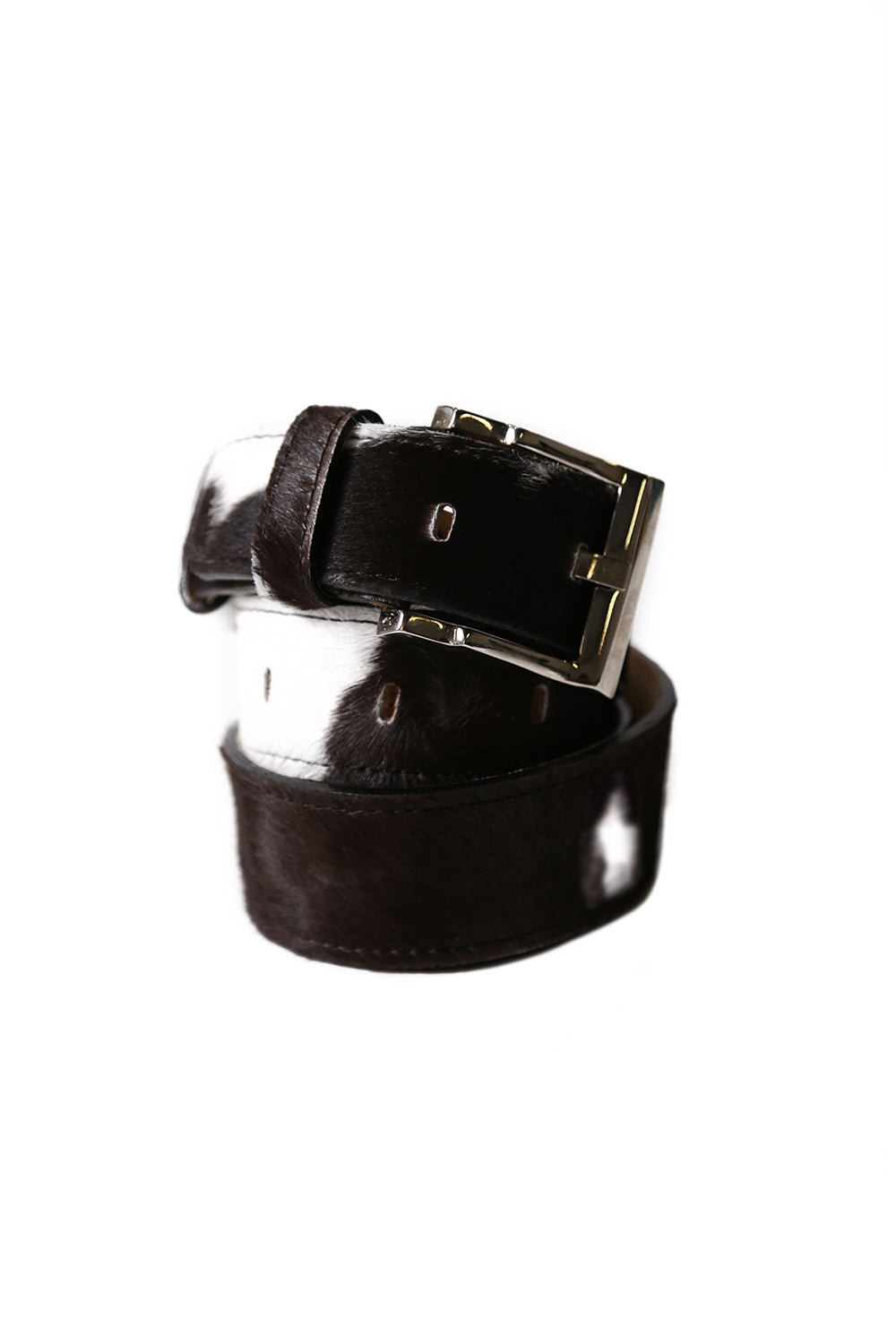 Jeans Belt Black & White Cowhide Leather