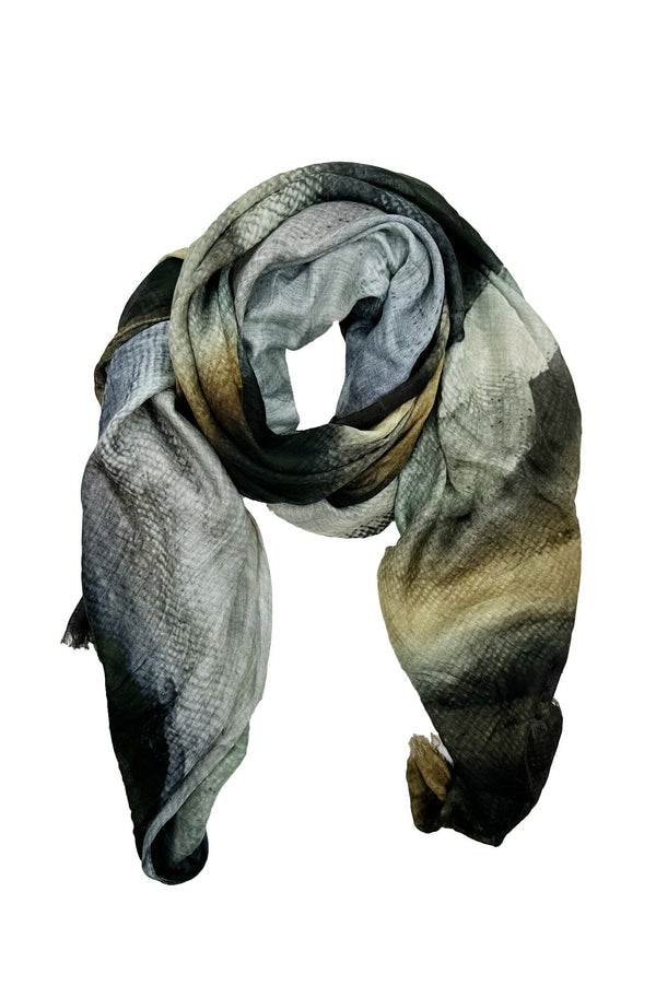 Caddie Abstract Modal Scarf Grey and Taupe Scarves