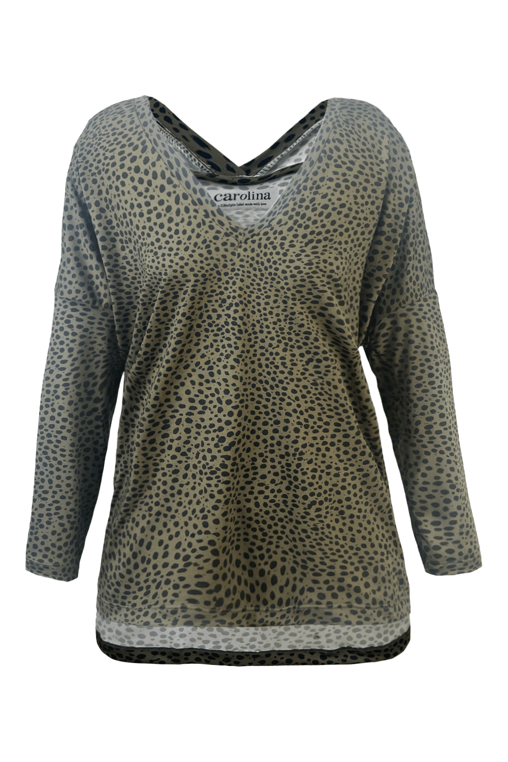 Erica Essential Long Sleeve Top Cheetah Olive Tops