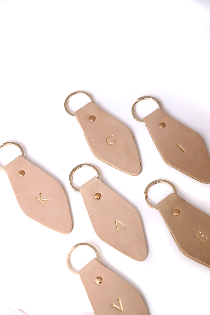 Diamond Leather Keyring Nude Keyrings & Tags