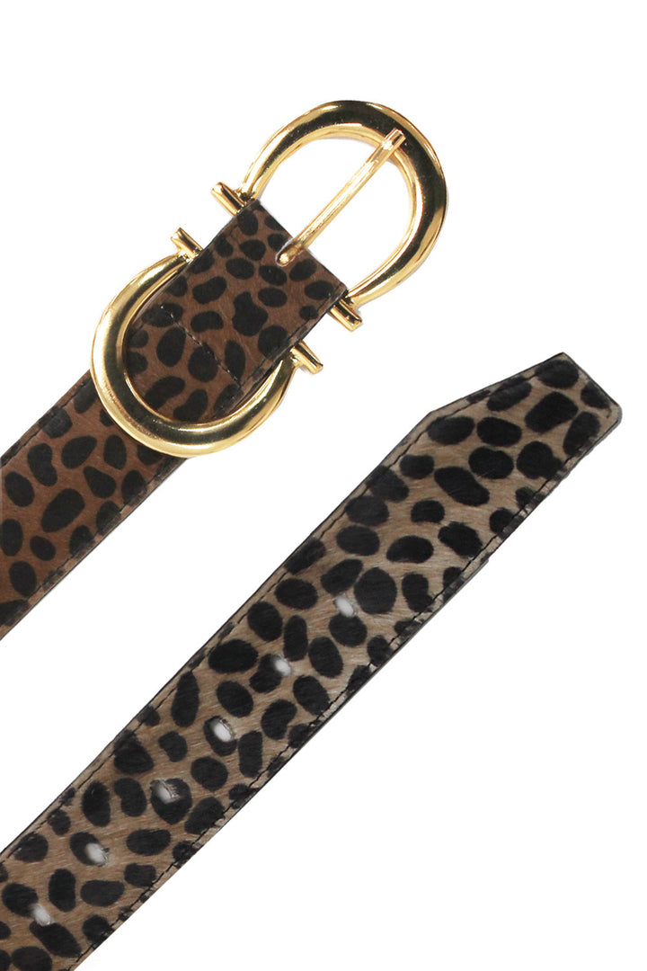 Ivy Double Buckle Belt Giraffe Leather