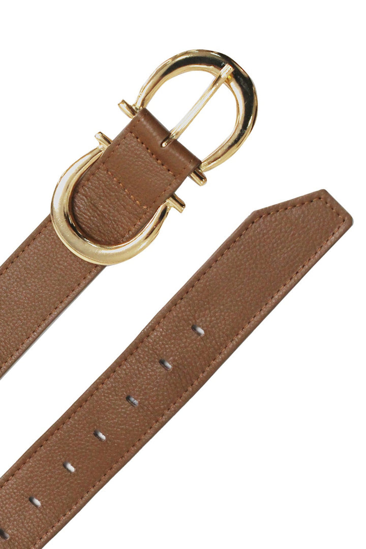 Ivy Double Buckle Belt Tan SL Leather