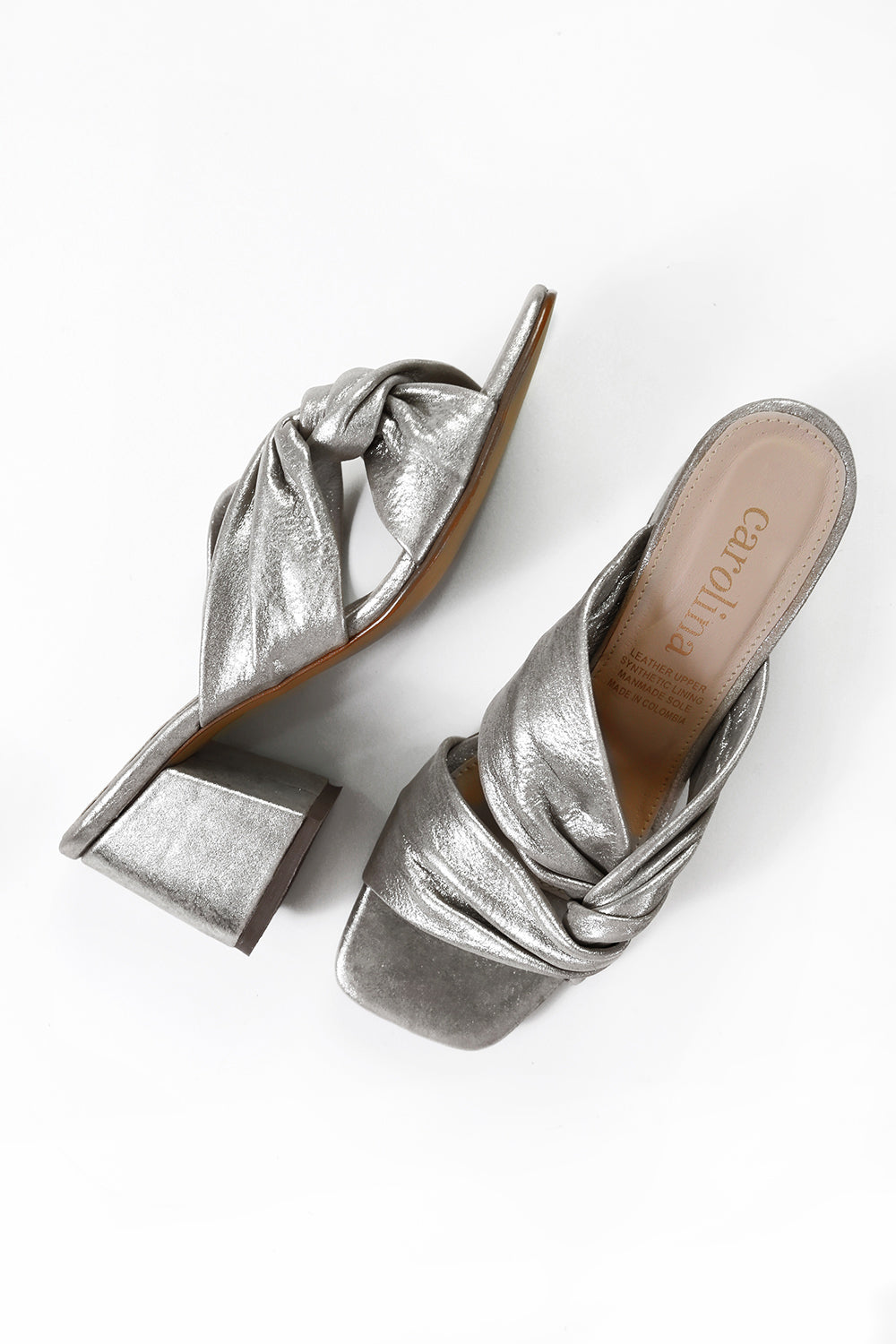 Jailyn Leather Heels Silver Shoes