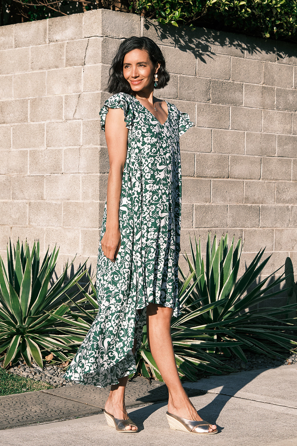 Floral Print Dress Emerald 