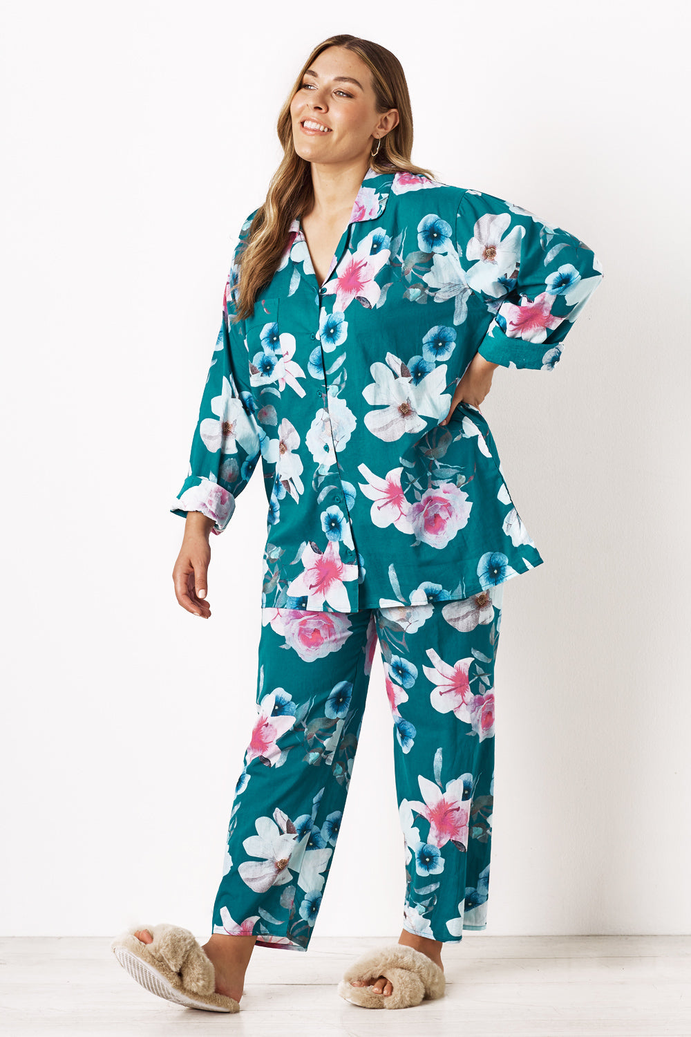 Floral Dreams Long Sleeve Pyjama Set Emerald Pyjamas