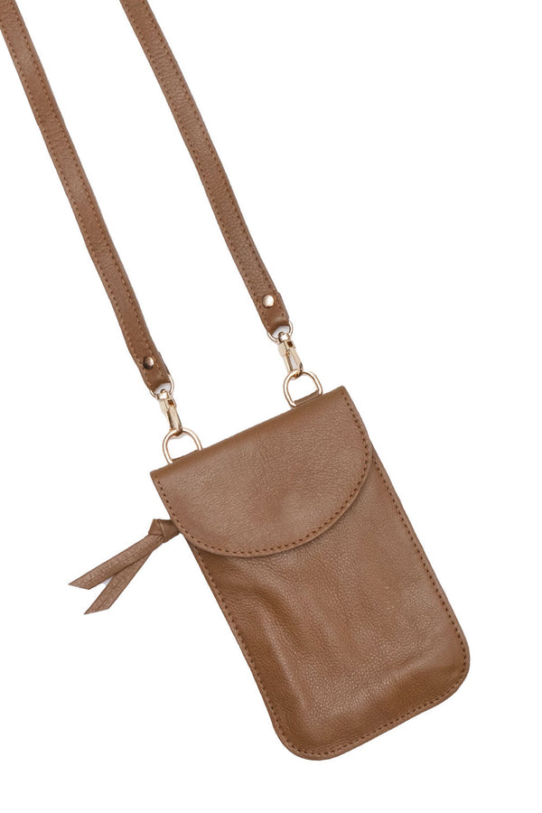 Melina XL Mobile Phone Holder Tan SL Leather