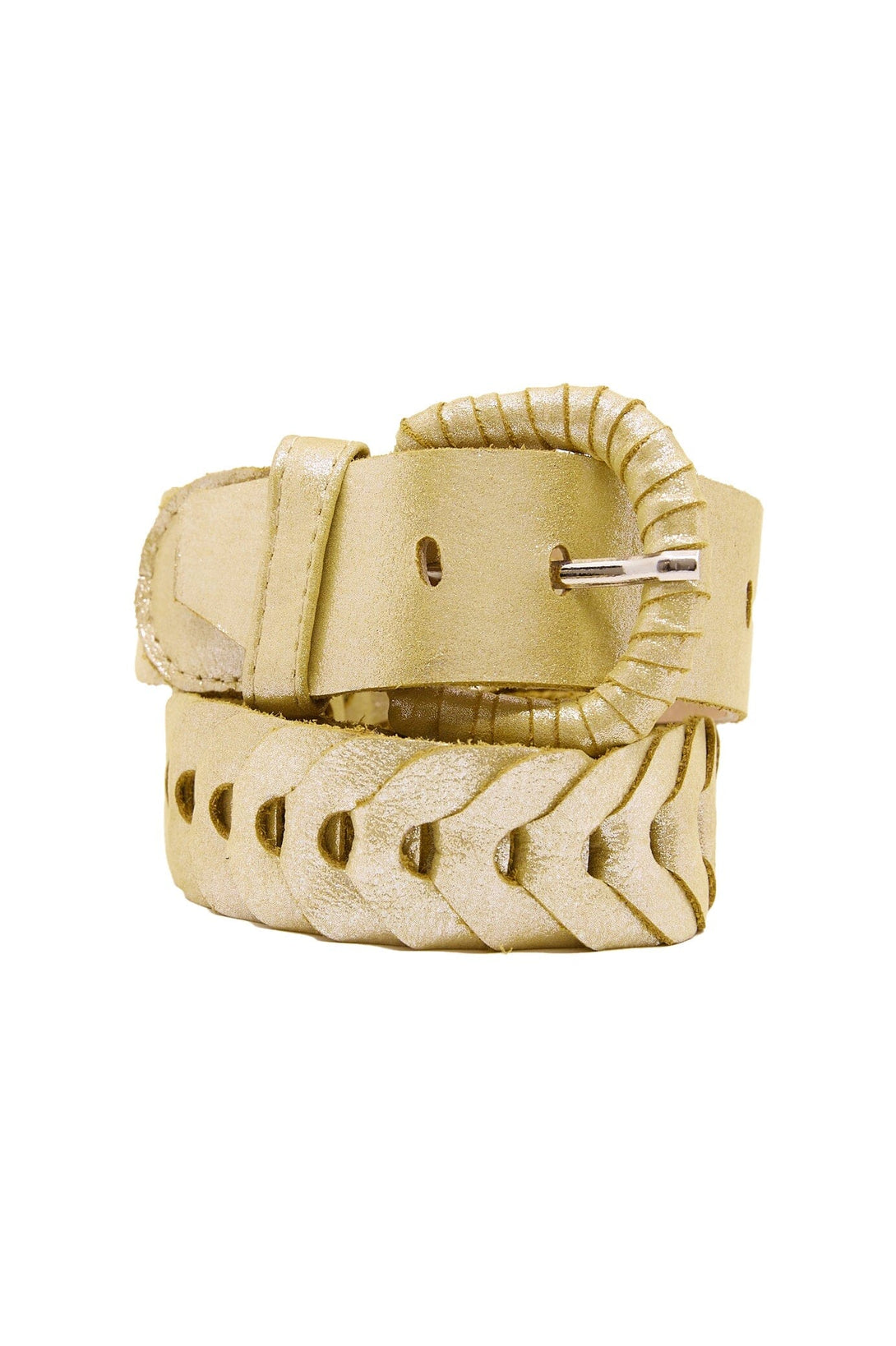 Plaited Jeans Belt Metallic Yellow Gold Belts