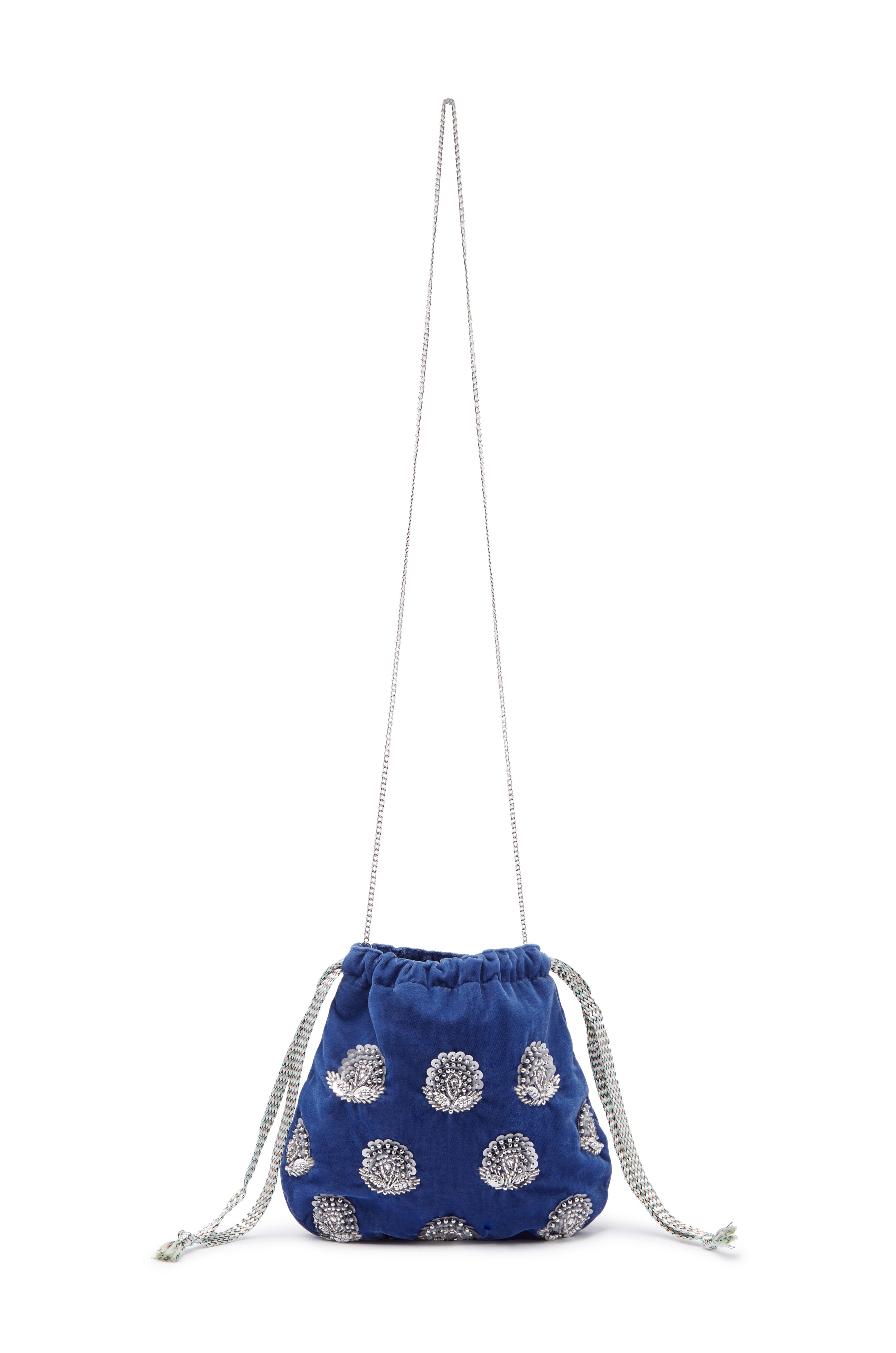 Rhiannon Velvet Drawstring Bag Royal Blue – Carolina