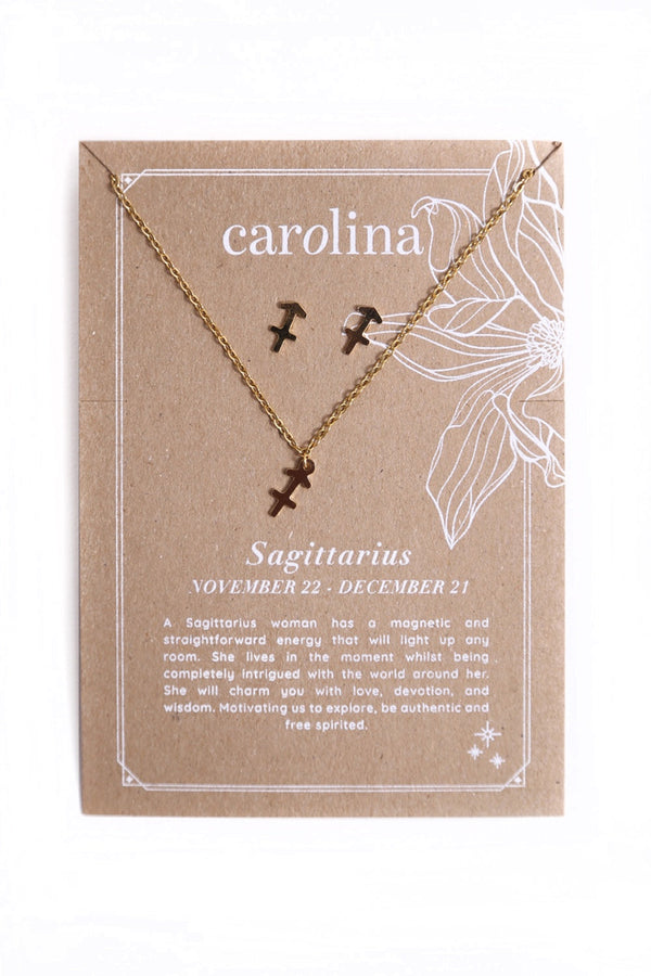 Sagittarius Zodiac Necklace & Earring Set Necklace