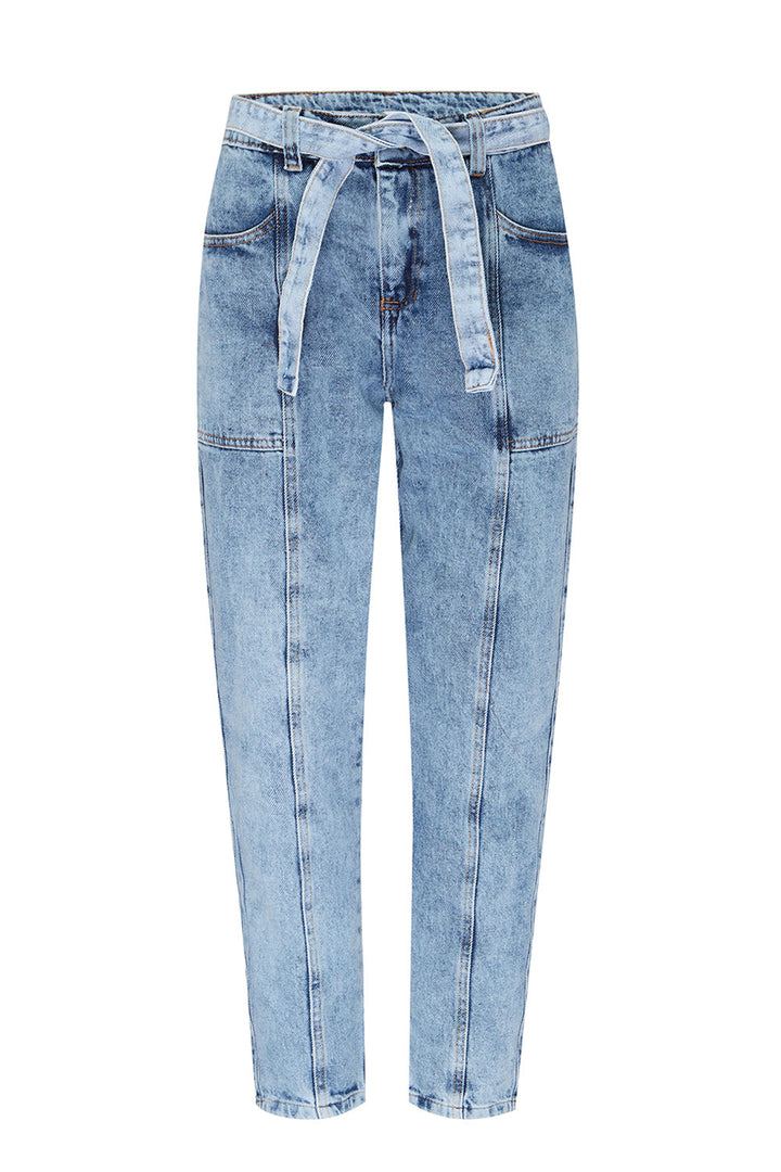 Sabrina Tie Waist Jeans Wash Blue Pants