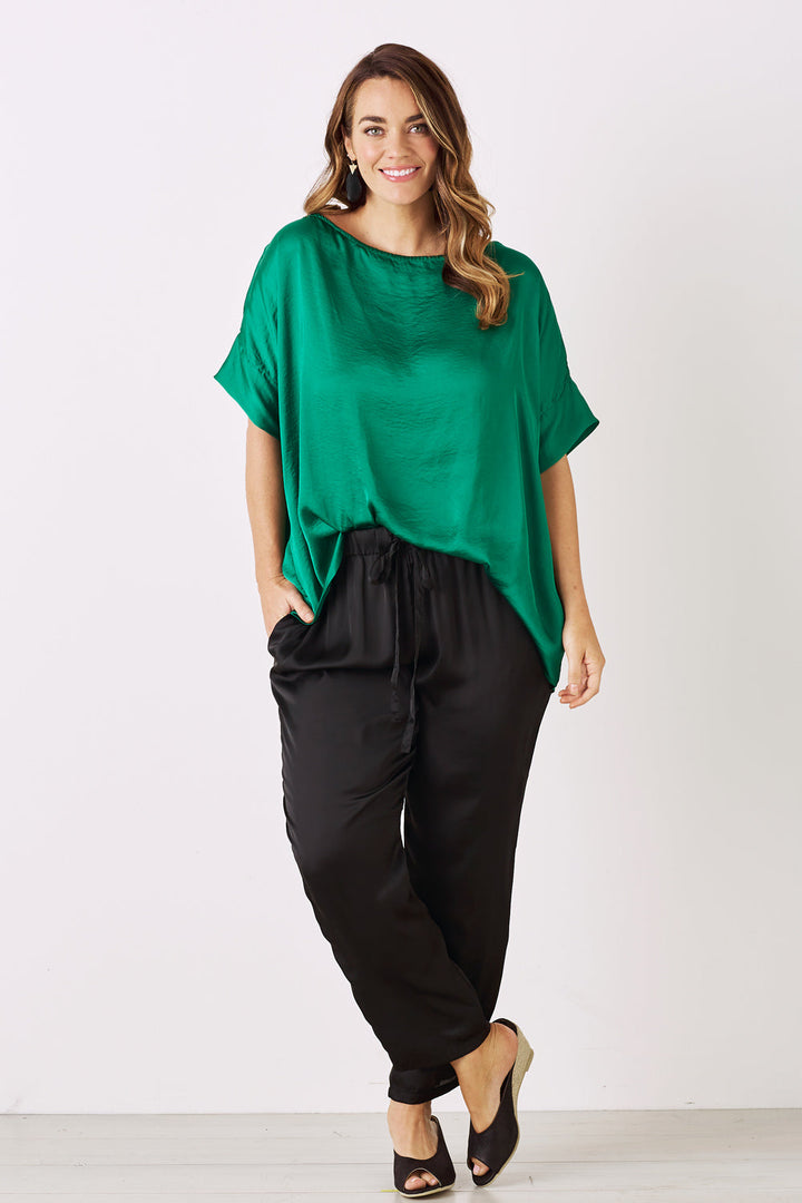 Bianca Short Sleeve Top Emerald Tops