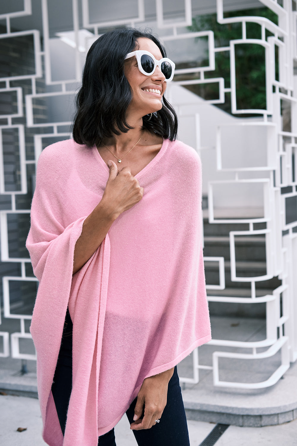 Cashmere and Wool Poncho Blush Knitwear