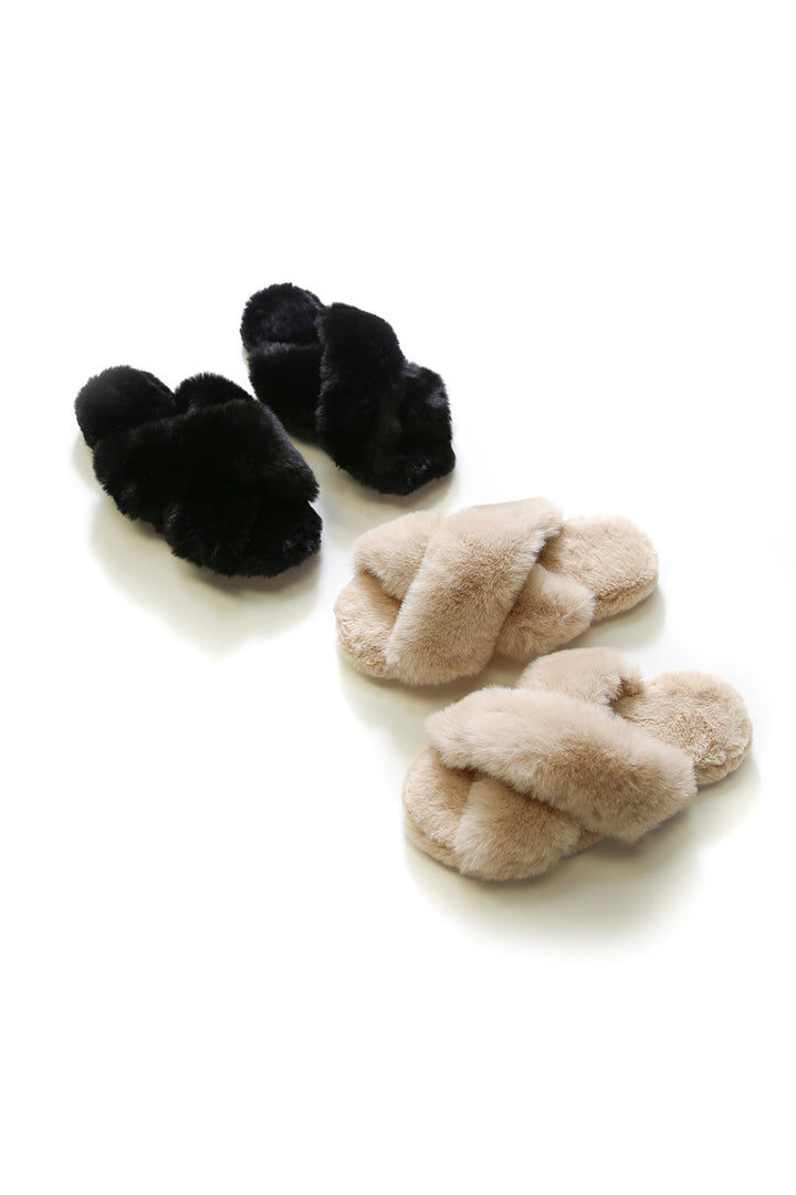 Nadia Fur Slipper in Black Shoes