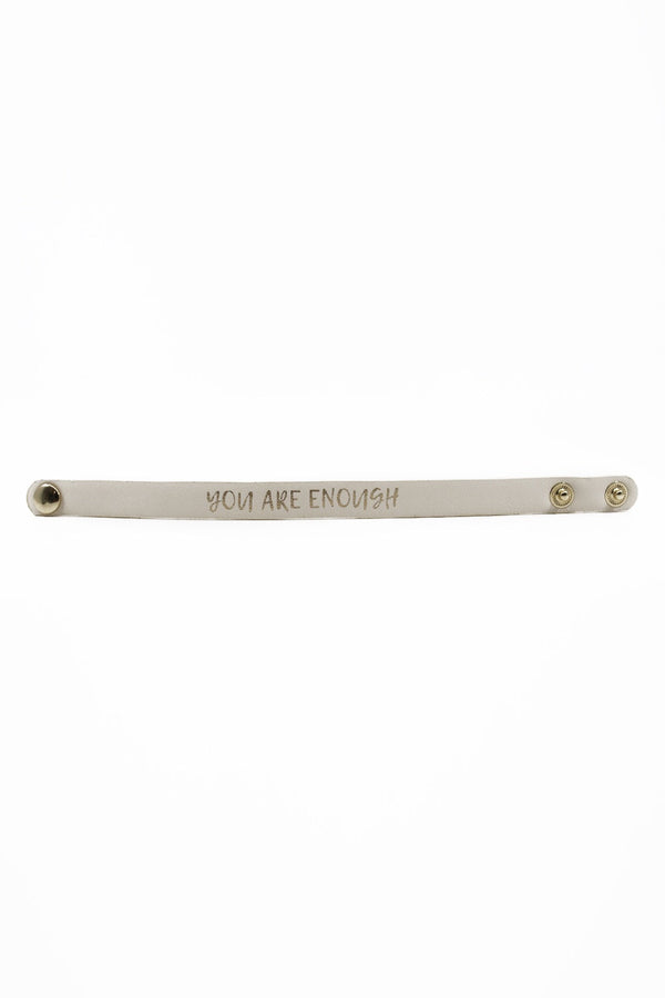 "You Are Enough" Leather Bracelet Ivory Bracelet