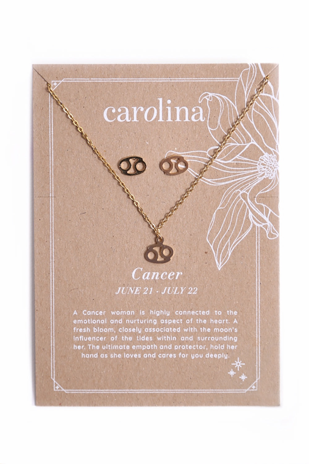 Cancer Zodiac Necklace & Earring Set Necklace