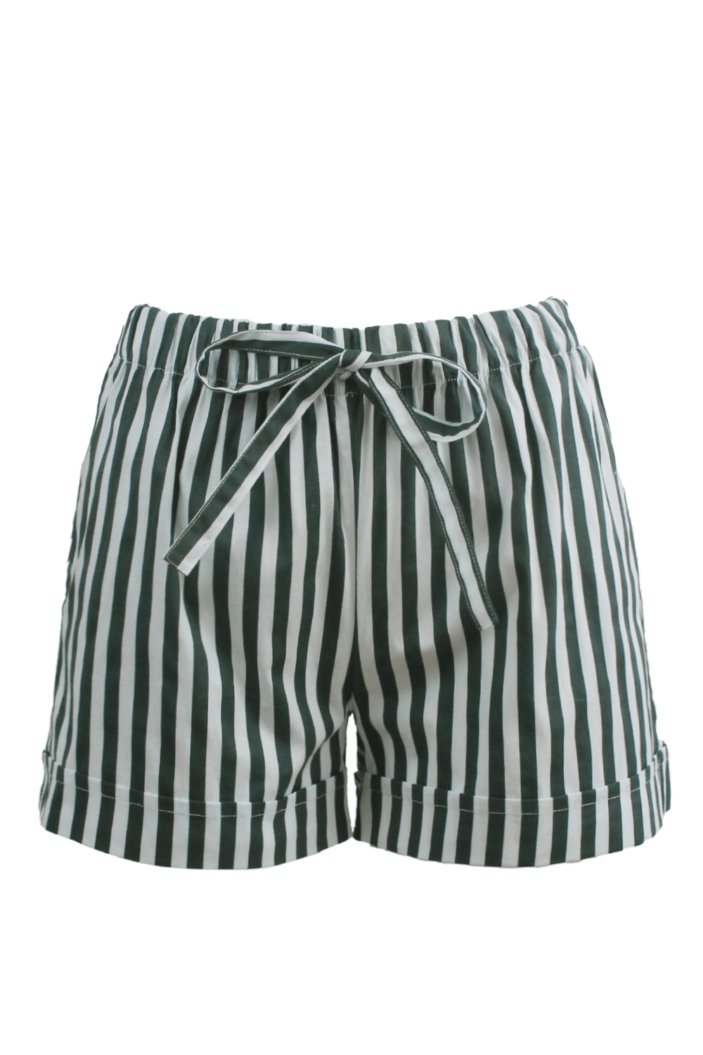 Corsica Striped Cotton Shorts Forest Green Pants