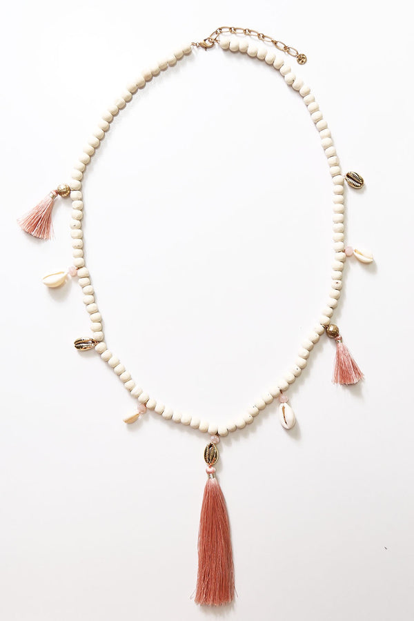 Shell Tassel Necklace Blush Necklace