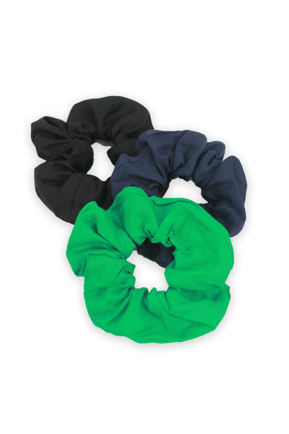 Linen Hair Scrunchies Black/ Emerald/ Navy Hair Tie