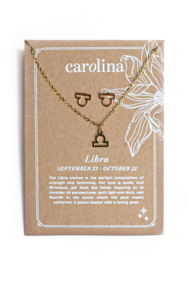 Libra Zodiac Necklace & Earring Set Necklace