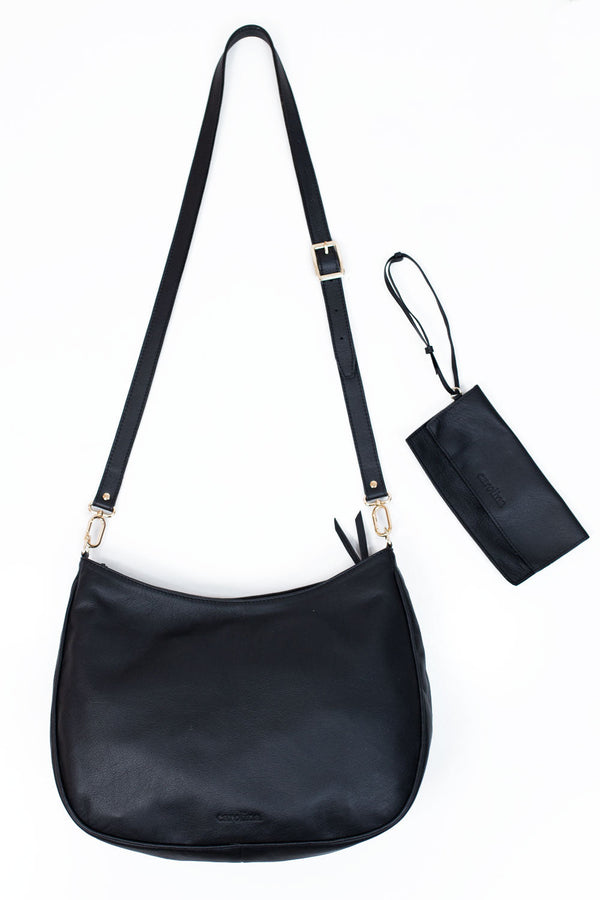 Lina Leather Handbag Black SL Leather