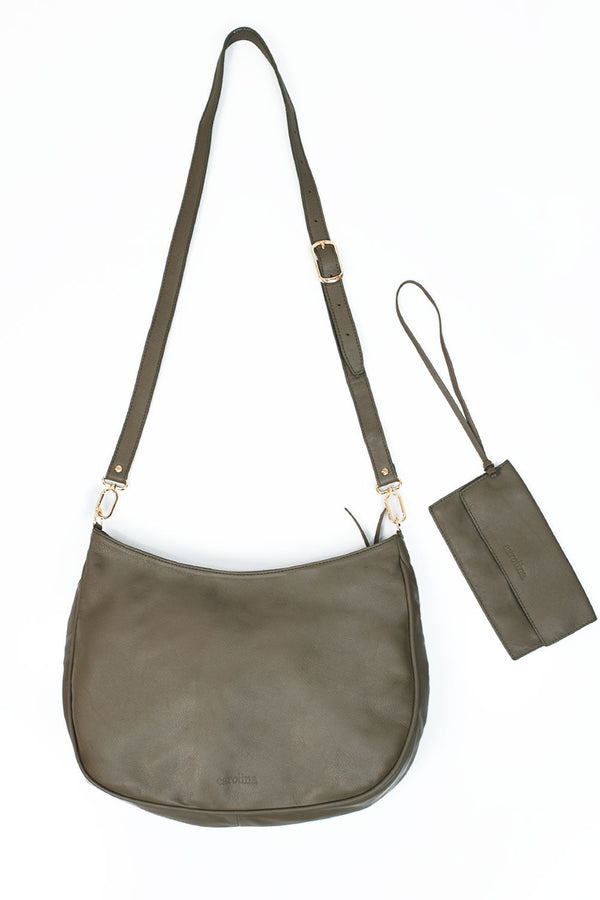 Lina Leather Handbag Khaki SL Leather