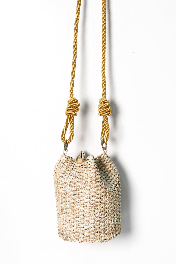 Maui Woven Bag Natural with Gold Strap Handbags