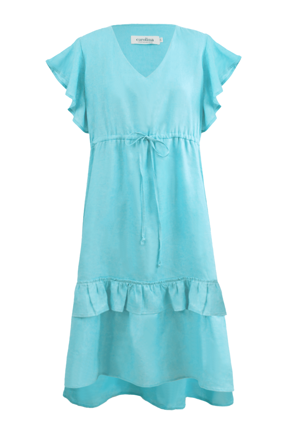 Penny Linen Short Sleeve Dress Turquoise – Carolina