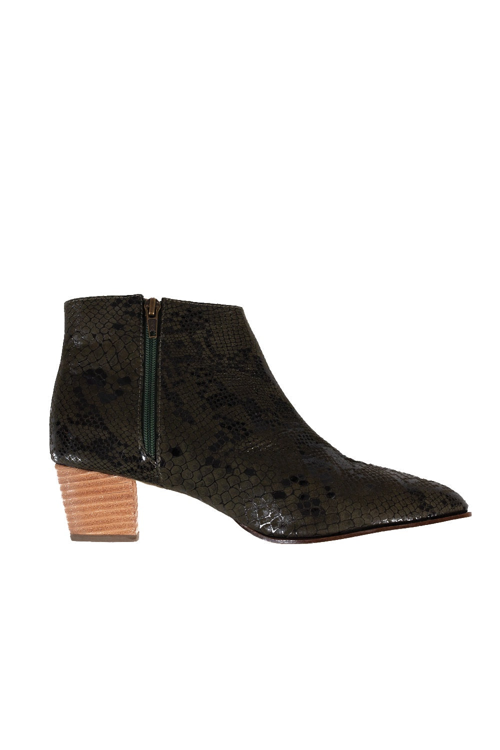 Keira Boots in Olive Snake Print Shoes