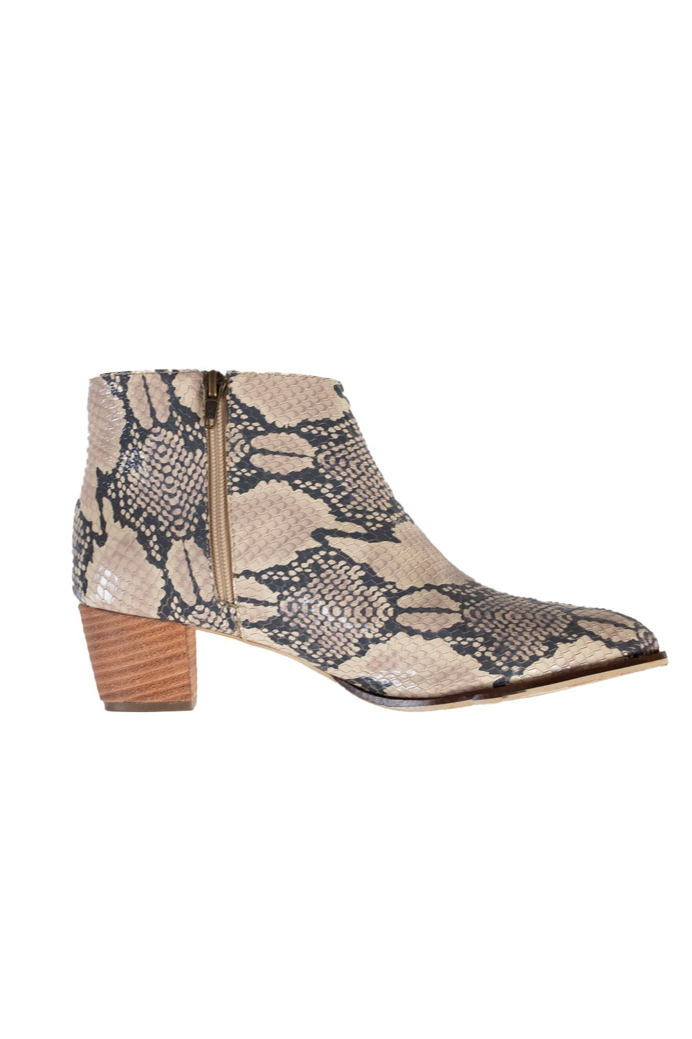 Keira Leather Boots Snakeskin Print Shoes