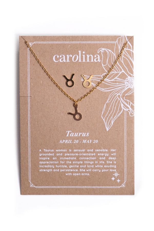 Taurus Zodiac Necklace & Earring Set Necklace