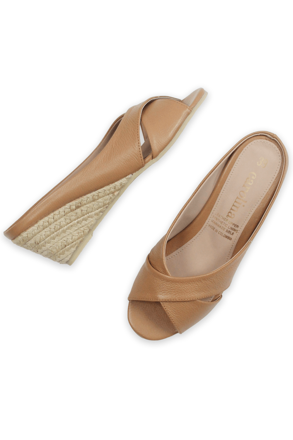 Tori Leather Espadrille Wedges Tan Shoes
