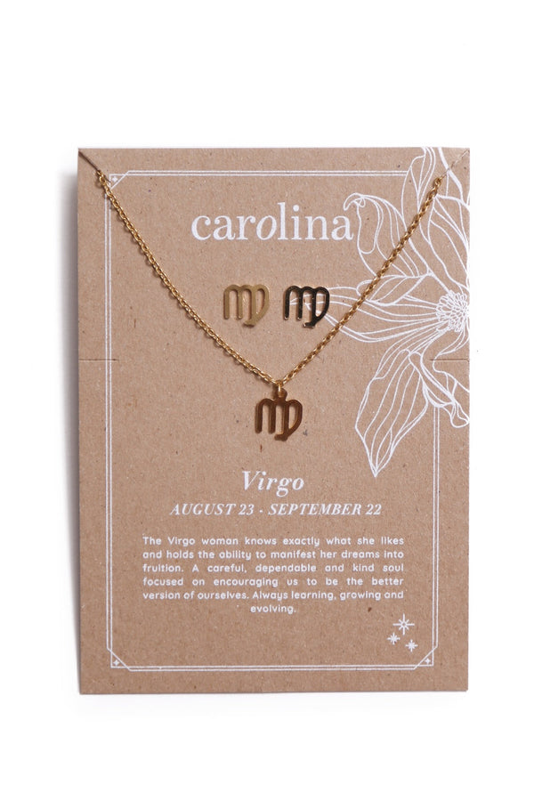 Virgo Zodiac Necklace & Earring Set Necklace